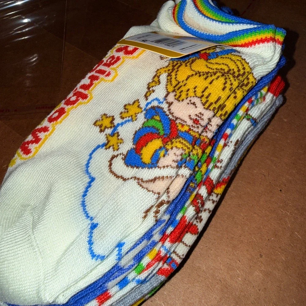 Rainbow Brite No-Show Socks OS 4-10 NEW 6 Pairs Multi Color Stripe Retro